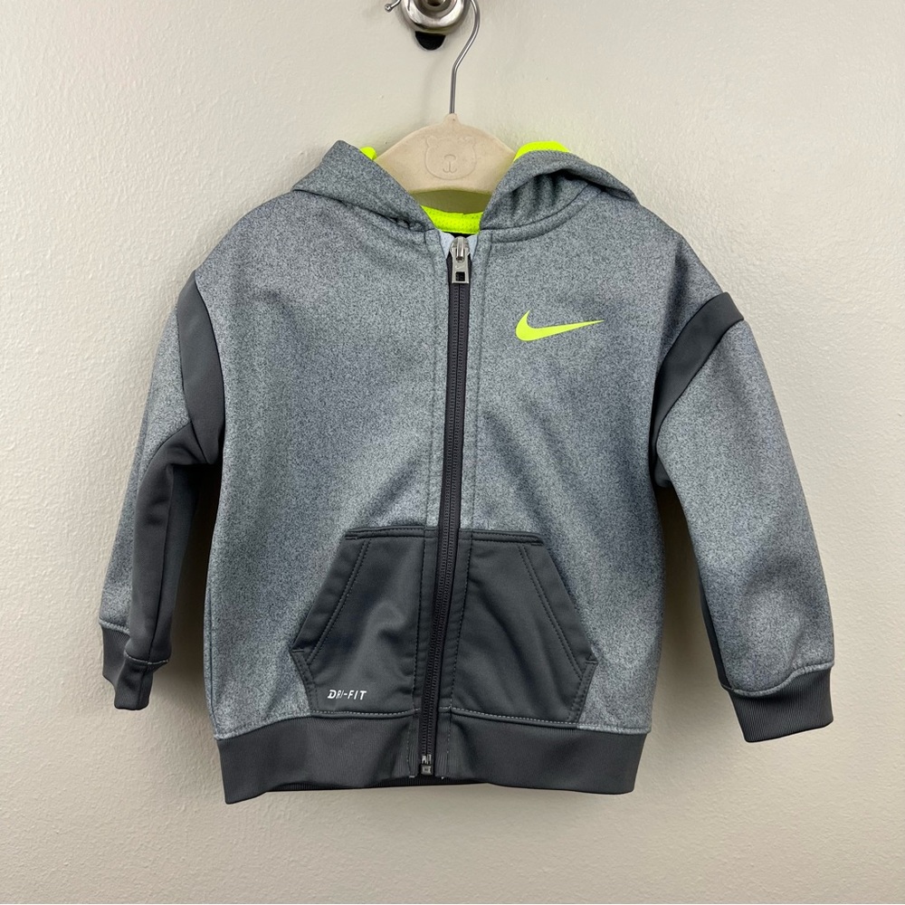Nike Dri-Fit 18 month Charcoal and Lime Green Hoodie